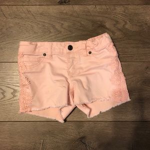 Pink denim shorts